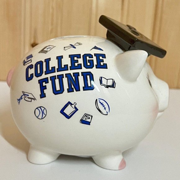 Mud Pie Piggy Bank College Fund Grad Hand Crafted Duke Blue Devils Rare 5.5” - Picture 3 of 9